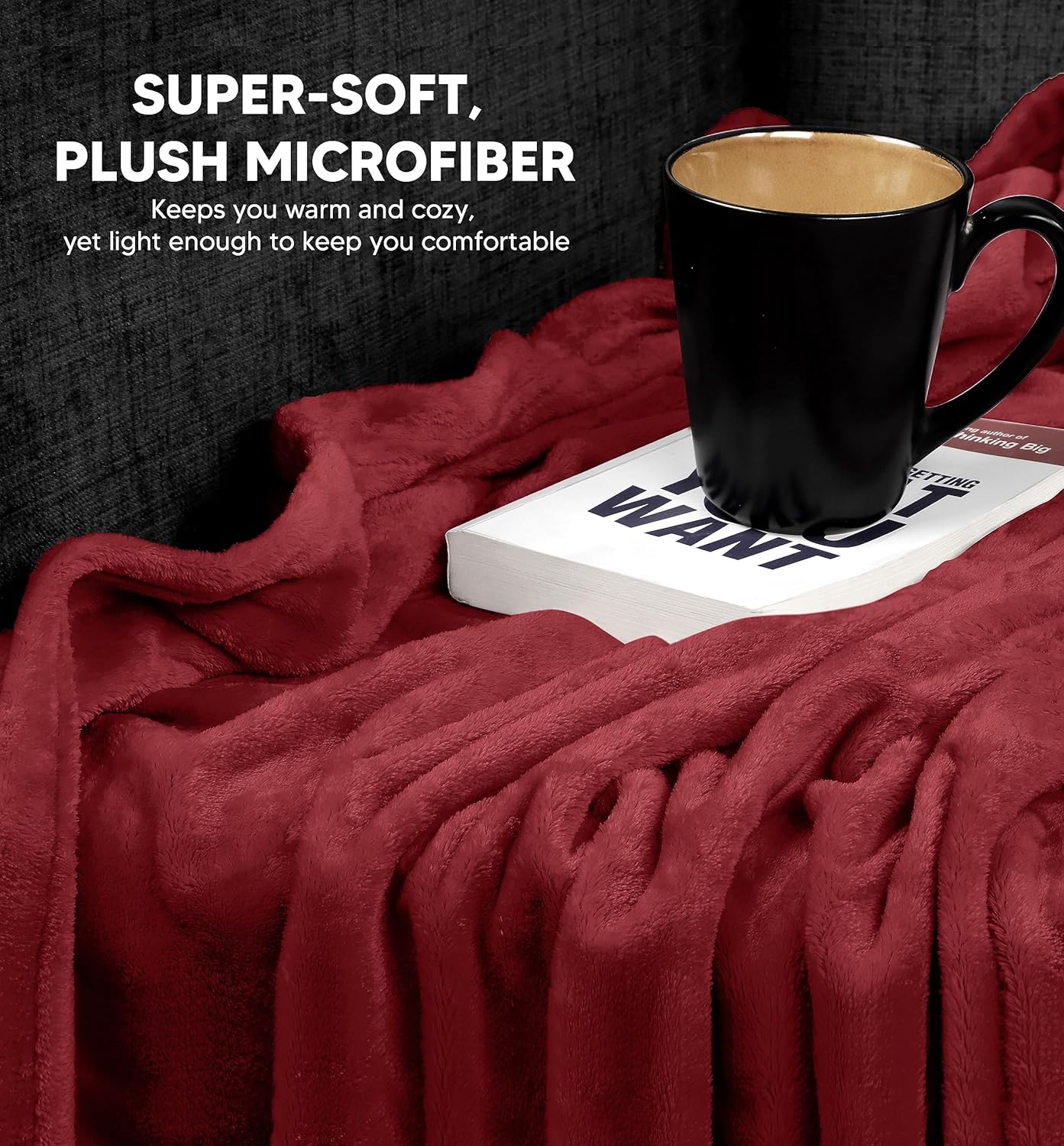 Utopia Bedding Fleece Blanket - Luxury Burgundy Queen Size Microfiber | Soft & Anti-Static (90x90 Inch)
