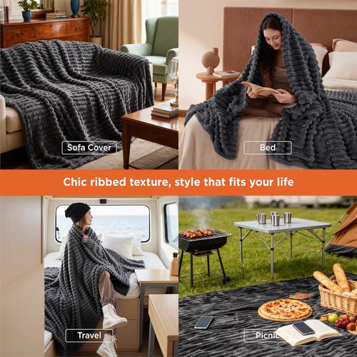 Bedsure GentleSoft Grey Fleece Queen Blanket - Cozy Soft Throw for Couch, 90x90 Inches