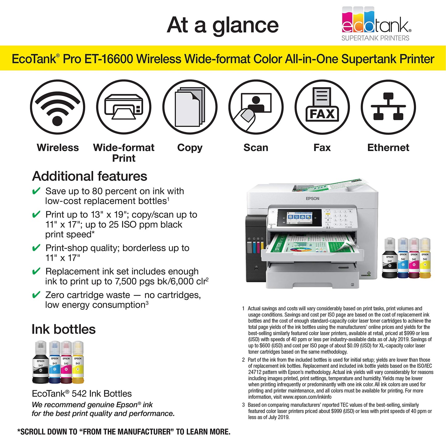 Epson EcoTank Pro ET-16600 Wireless Wide-Format Color All-in-One Supertank Printer with Scanner, Copier, Fax, and Ethernet