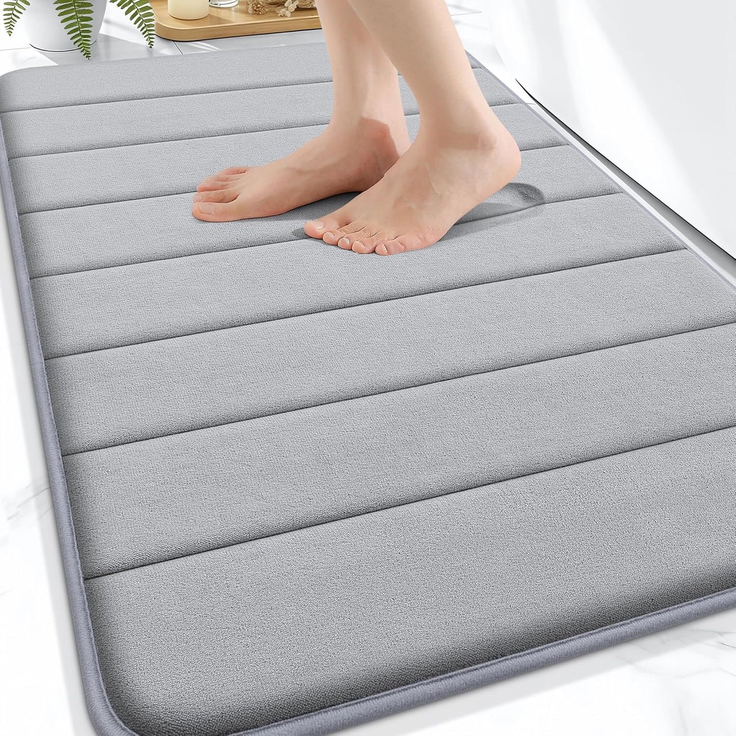 OLANLY Memory Foam Bath Mat - Super Soft & Absorbent | Quick Dry, Machine Washable, 30x20 in Grey