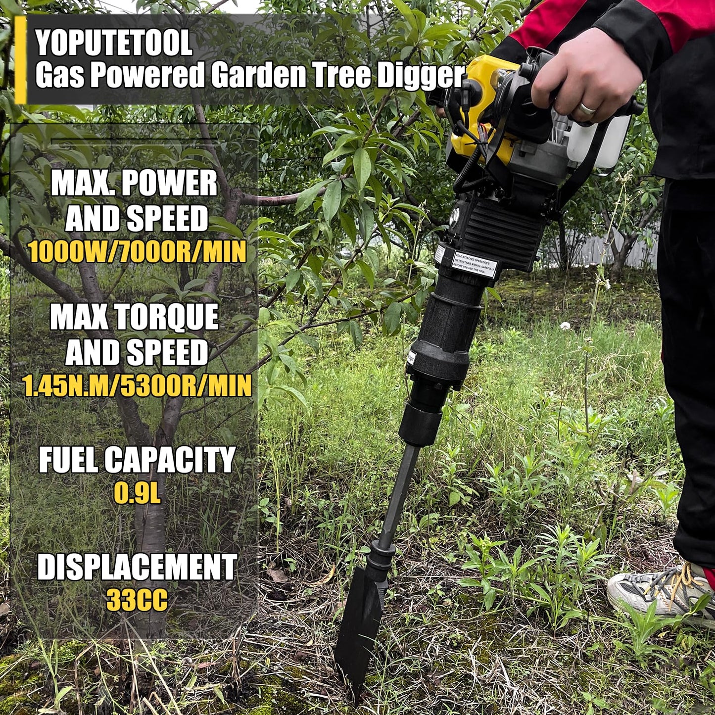 52cc Gas Powered Planting Shovel Digger, 2-Stroke Planting Auger for Tree & Fence High Torque, Portable Earth Drill for Farm, Garden & Landscaping – Shovel & Spade Alternative