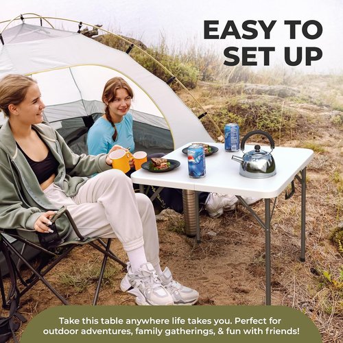 Modern Space 34" Square Foldable Table - Heavy Duty Portable Design with Built-In Handle | Ideal for Events, Dining, and Camping