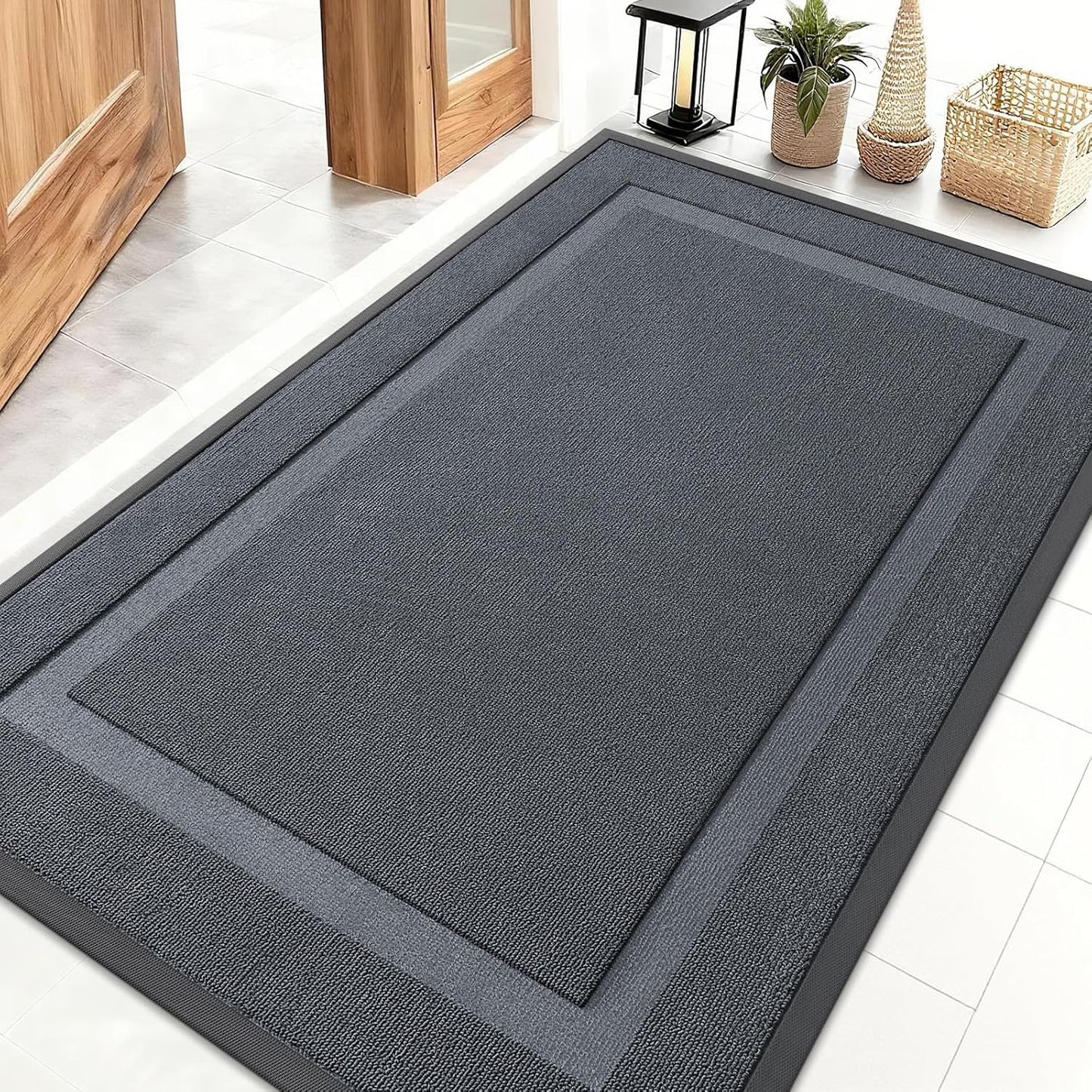 OLANLY Waterproof Front Door Mat - All-Season, Sturdy Natural Rubber, Easy Clean | 47x32, Charcoal Gray