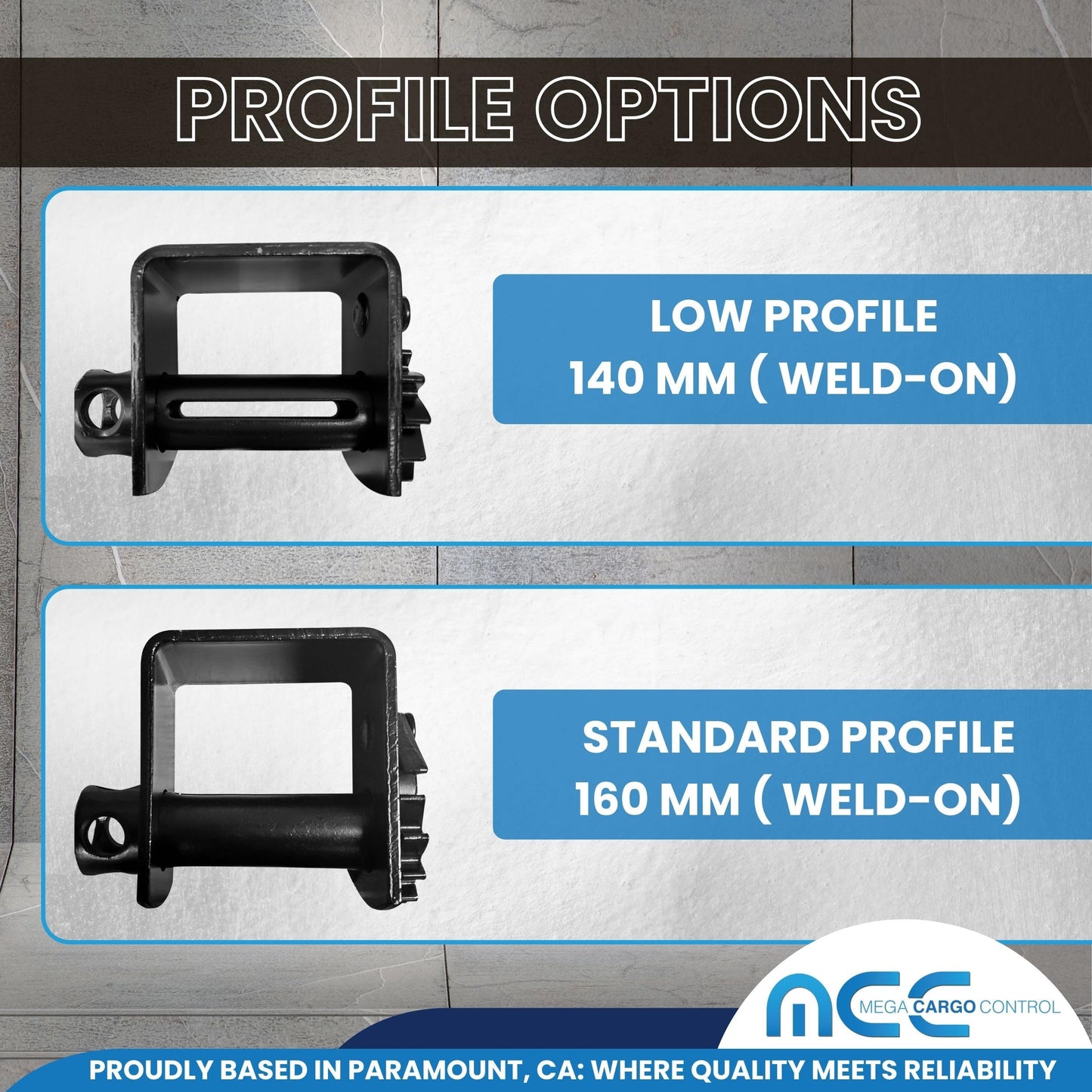 Mega Cargo Control 5 Pack Weld-On Trailer Winches, 140 MM Profile - 5,000 Load Limit, Heavy Duty Flatbed Tie Downs