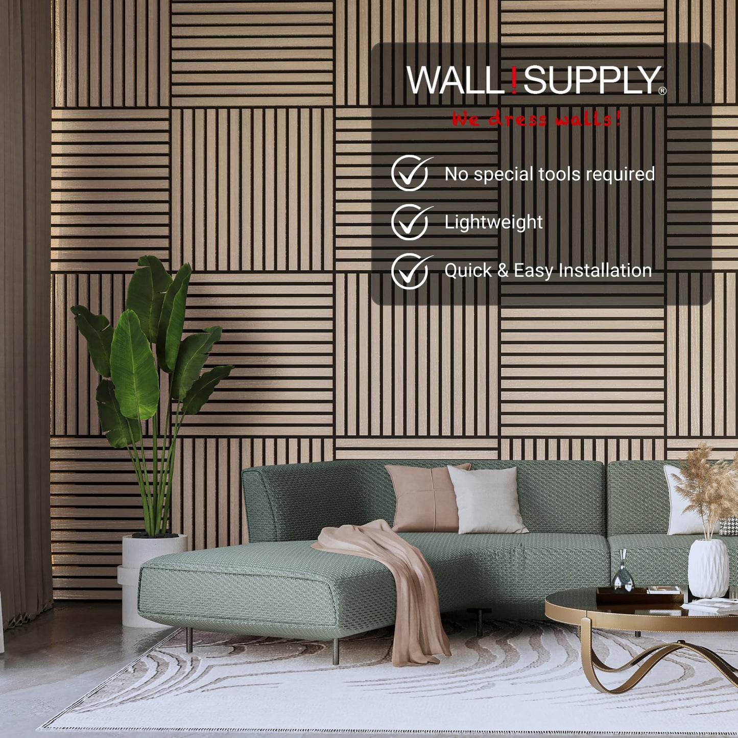 Wall!Supply 3D Soundproof Wall Panels – Acoustic Natural Oak Finish – EPS Foam Wallpaper Alternative for Living Room, Bedroom & Office – Easy DIY Installation – 6 Pack, Covers 10.87 Sq Ft