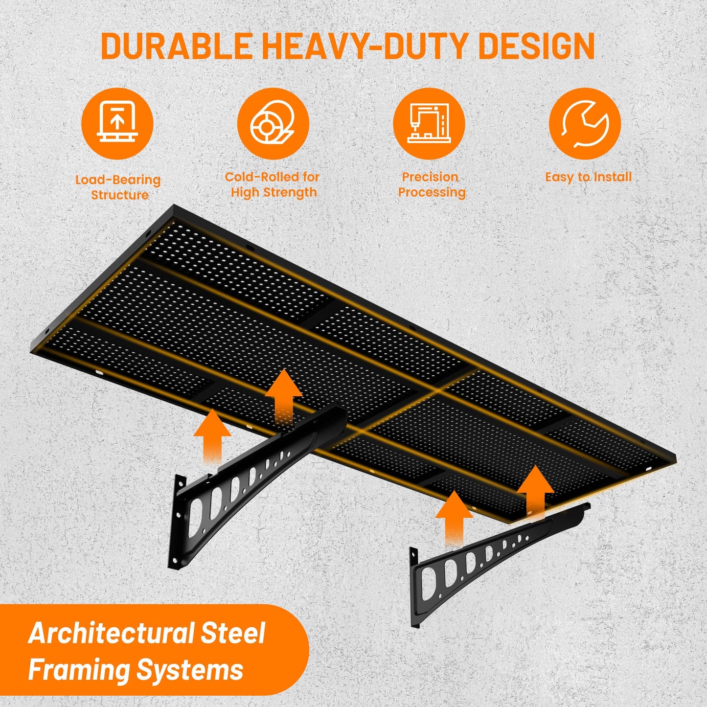 Cuguords 2-Pack 1.5x4ft Garage Wall Shelving, 500 Lbs Heavy Duty Garage Shelving Wall Mounted, Flat Metal Rack With Complete Install Kit & Hooks, Black