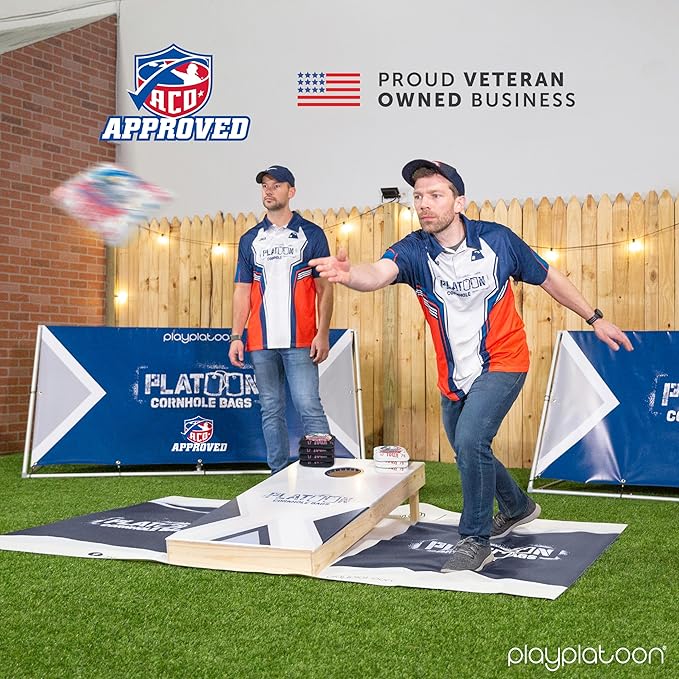 Play Platoon Cornhole Bags Set of 8 Regulation Professional Corn Hole Bean Bags ACO Approved, Competition Weight, Slick and Stick