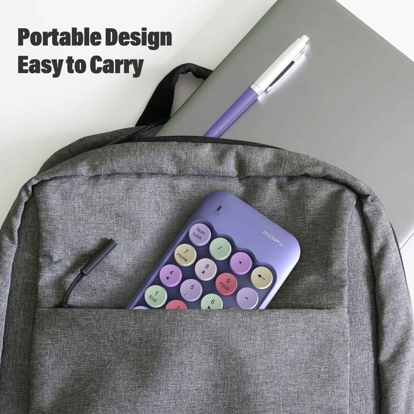 MOFII 18 2.4 10-Key Accounting Cute Colorful Wireless Number Pad - Keys, Portable GHz with Stable Wireless