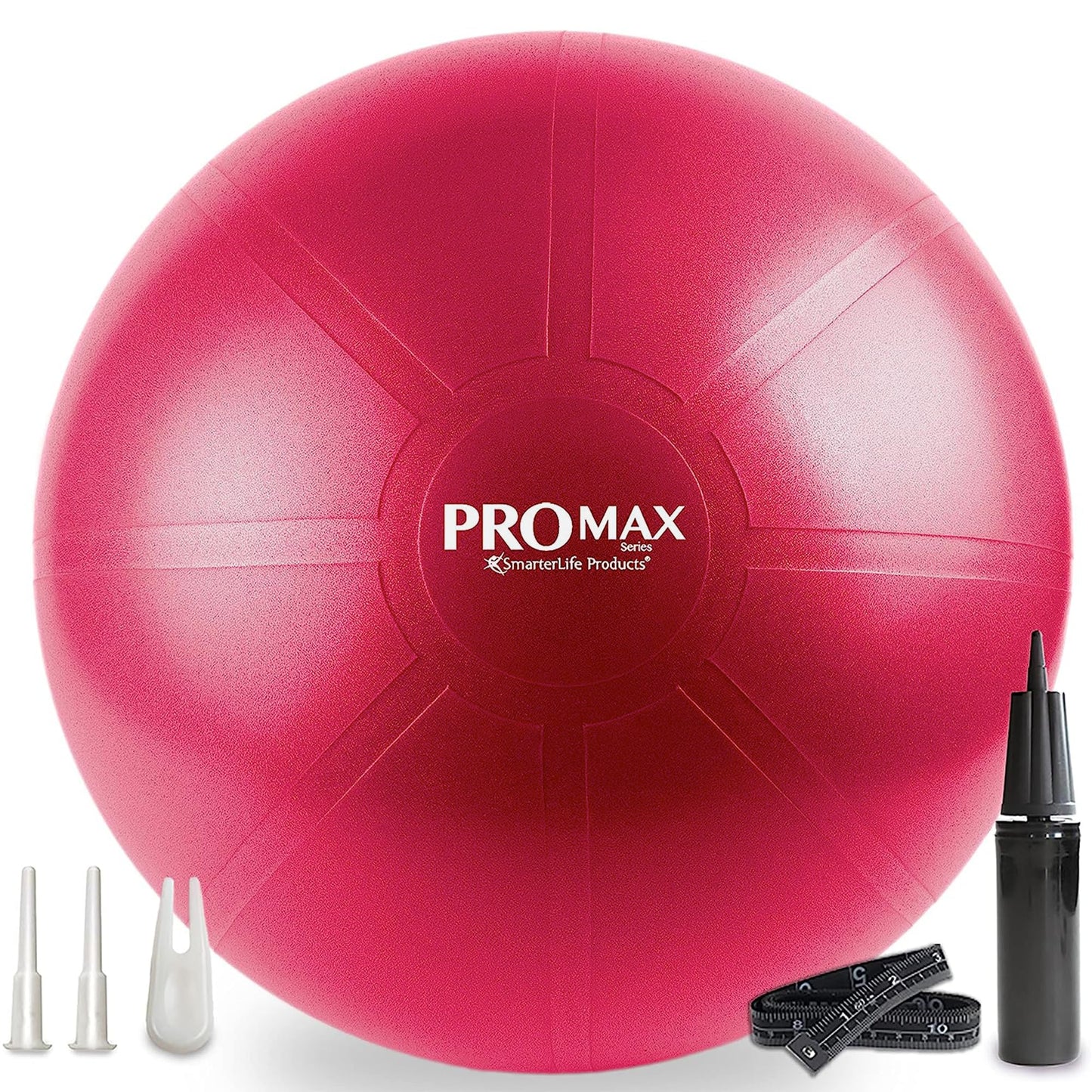 SmarterLife PRO MAX Exercise Ball – Yoga, Stability & Balance Trainer for Core Workouts, Fitness, Physical Therapy, Pregnancy & Office Chair Support – Anti-Slip, Anti-Burst (55 cm, Berry Red)