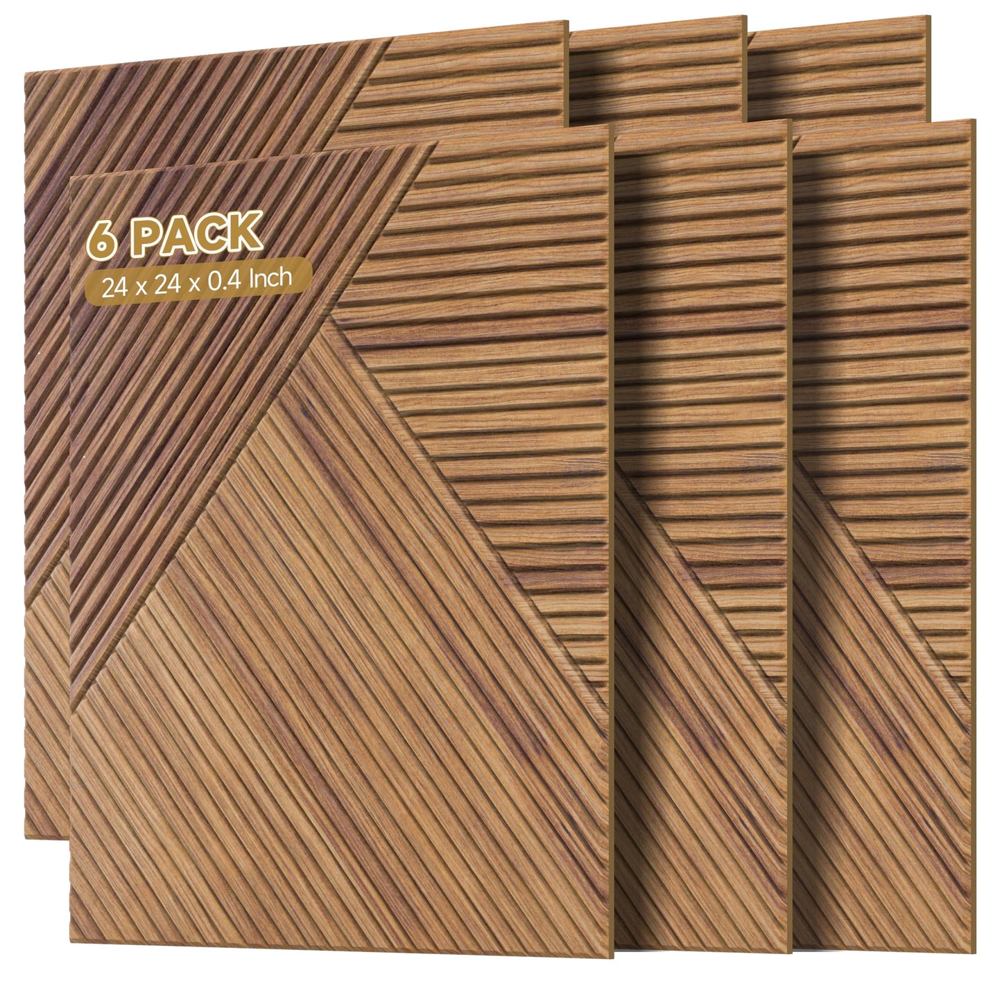 Autorific Acoustic Wall Panels,6 Pack Total Size 72 x 48 Inches,Self-Adhesive Decorative Acoustic Panels for Wall and Ceiling,3D UV Printing with Wood Look,Beech
