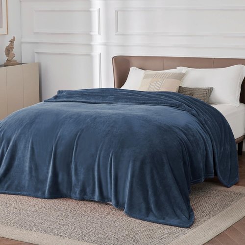 Bedsure GentleSoft Fleece Blanket - Cozy California King in Mineral Blue, 102x96 Inches