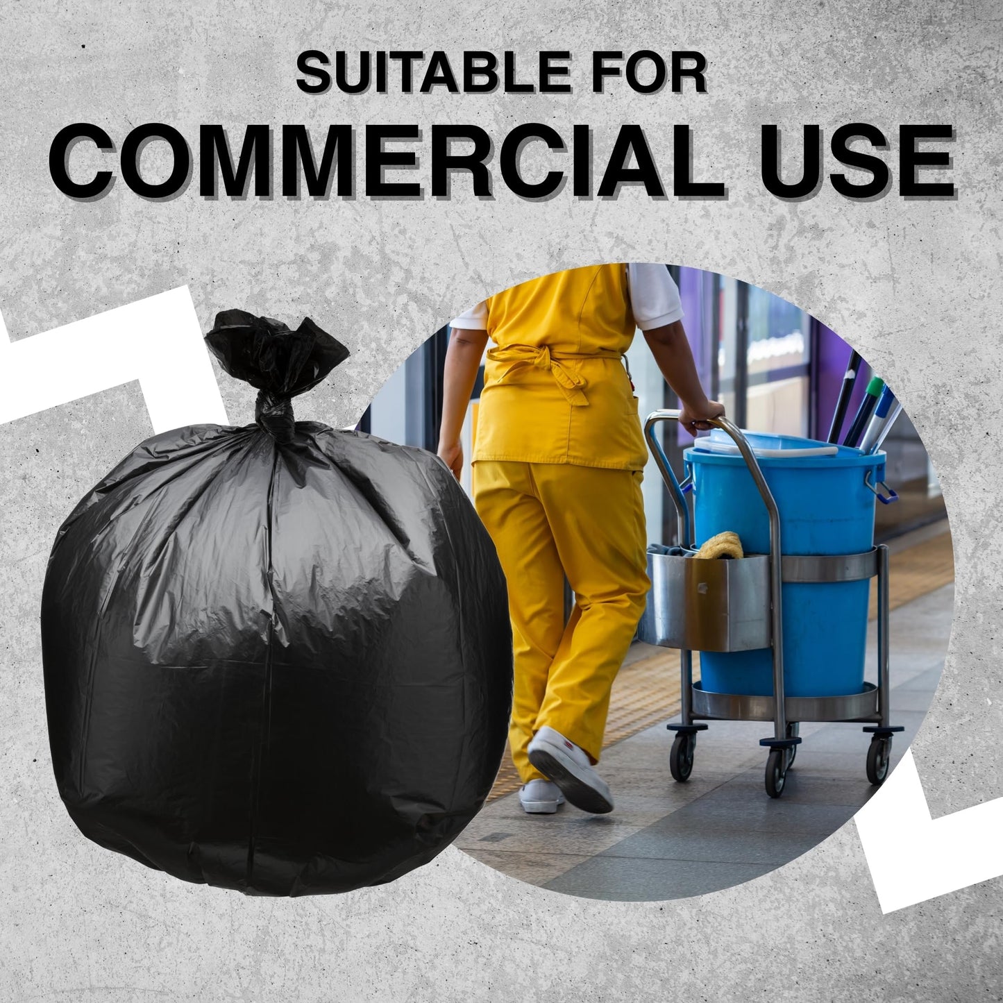 Top Knot Bags 45 Gallon Garbage Trash Bag 40X48" Black 150 Count Can Liner Bulk 40 Gallon 41 Gallon 42 Gallon 44 Gallon Made in USA