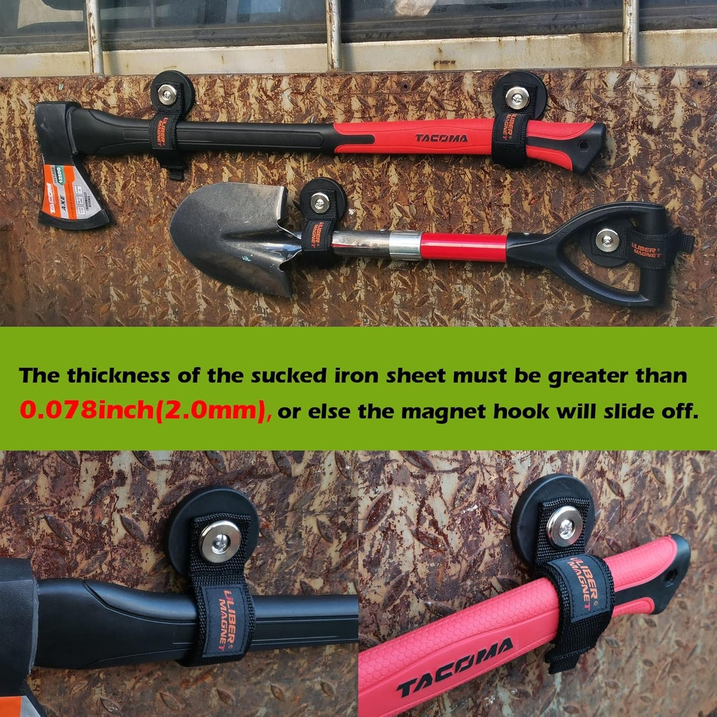 ULIBERMAGNET Strong Magnetic Storage Straps - Heavy Duty Tool Organizer for Garage & Workshop | 2 Pack, 1.69 Inch