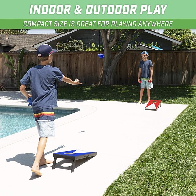 GoSports 2 ft x1 ft Portable Size Cornhole - Choose Classic or Wood Designs - Game Set with 6 Bean Bags - Great for Indoor & Outdoor Play
