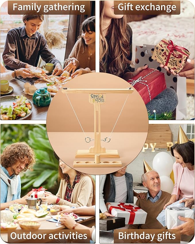 Ring Toss Game for Adults, 3-Second Instant Assembly Hook and Ring Game with Sturdy Structure, XL Size(15.8’’ X 15’’) Indoor Outdoor Holiday Party Games, Fun Family Games for Backyard, Camping, Beach