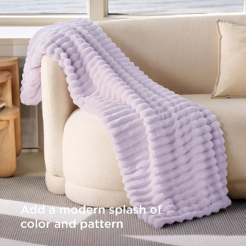 Bedsure GentleSoft Throw Blanket - Cozy Lavender Fog Design, Perfect for Couch, 50x70 Inches