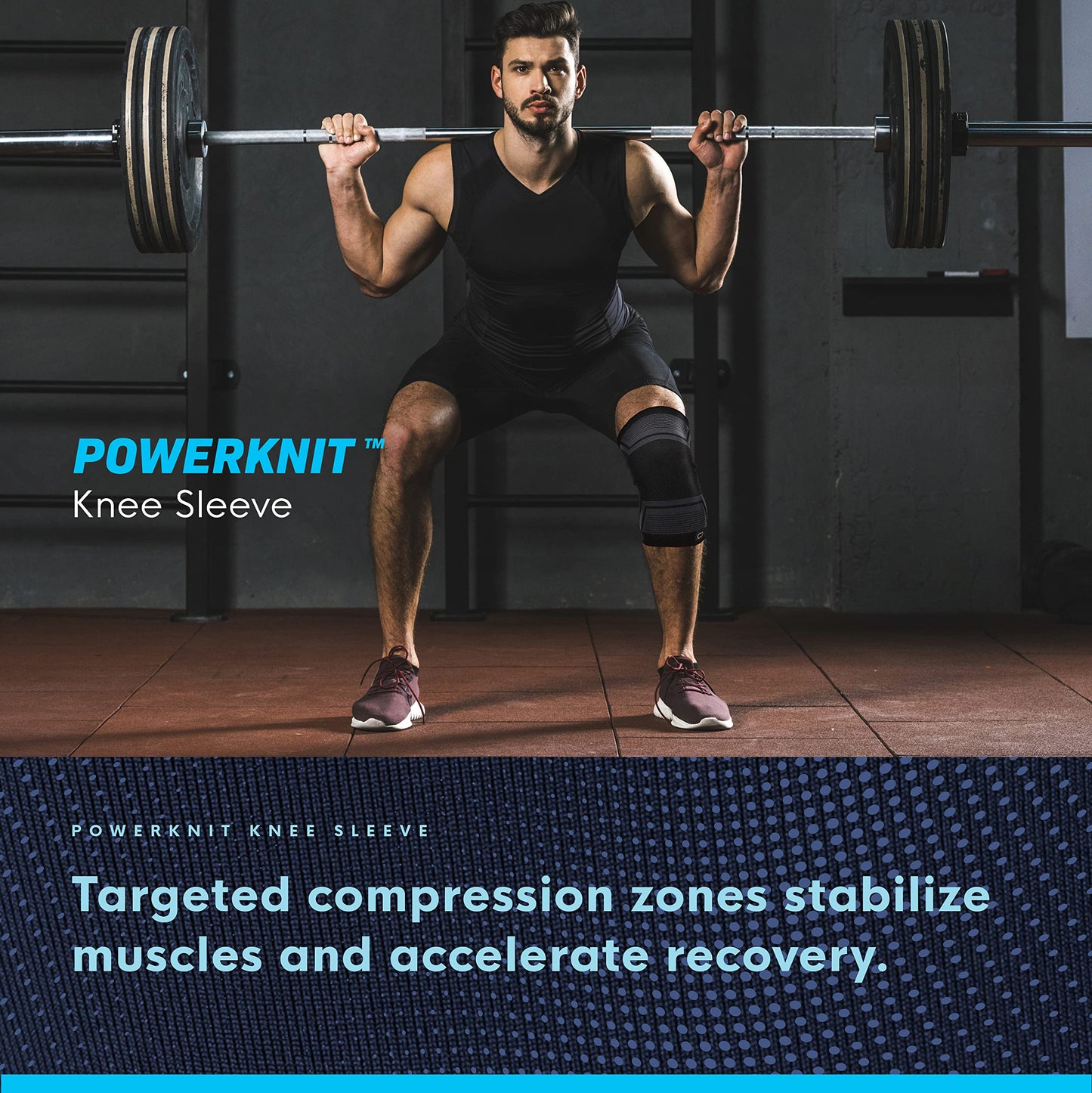 Copper Compression PowerKnit Knee Sleeve- Copper Stabilizer Support Brace for Meniscus Tear, ACL, MCL, Arthritis, Joint Pain Relief, Running, Sports, Hiking- Men & Women- Fits Right/Left - L/XL
