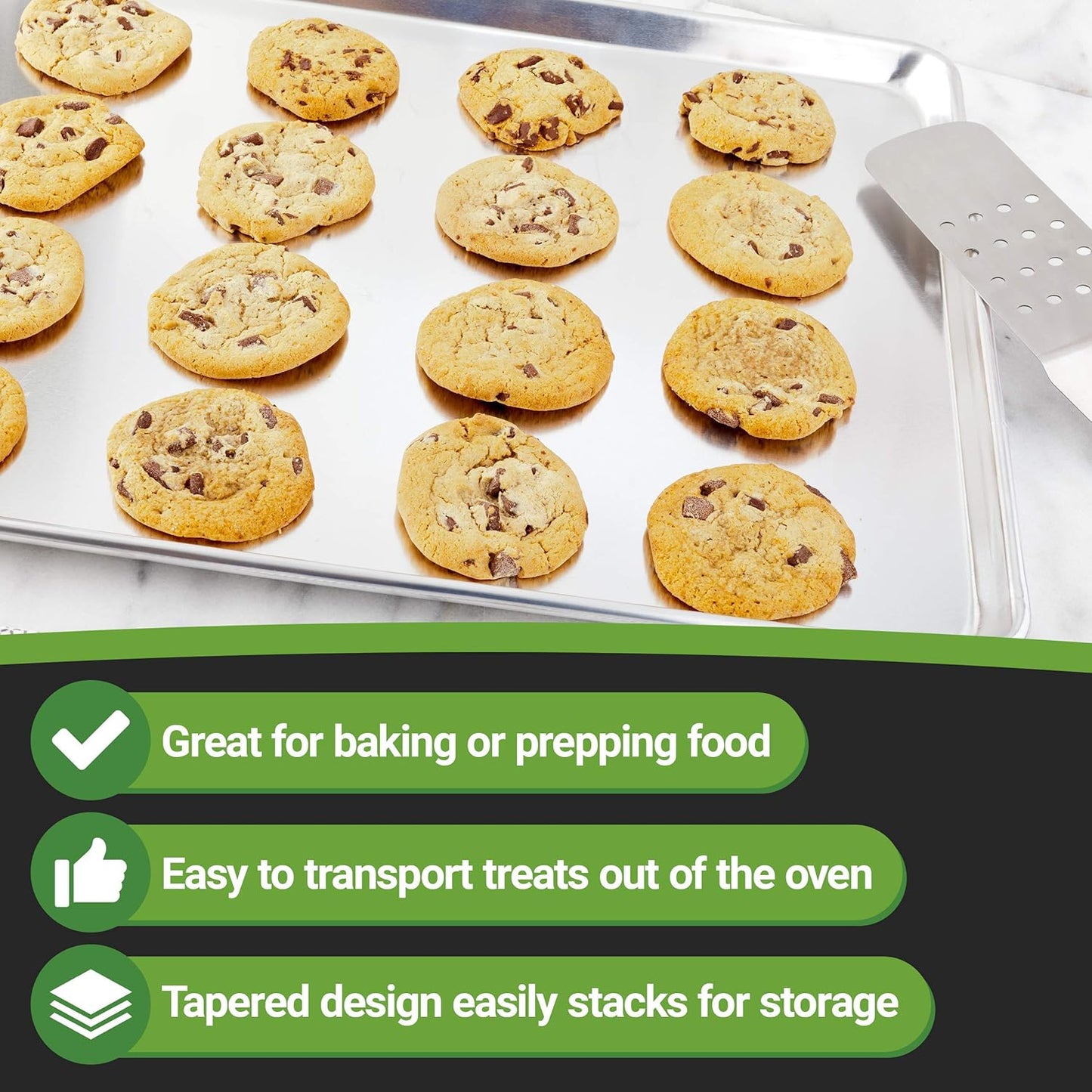Restaurantware Met Lux Heavy-Duty 18 x 26 Inch Baking Sheet - Perfect for Cookies, Pastries & Pizzas
