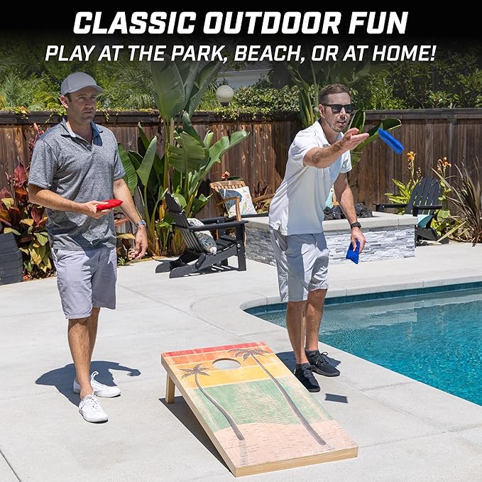 GoSports 4 x 2 ft Regulation Size Wood Cornhole Boards - 10 Vintage Wood Designs (Choose Your Style)