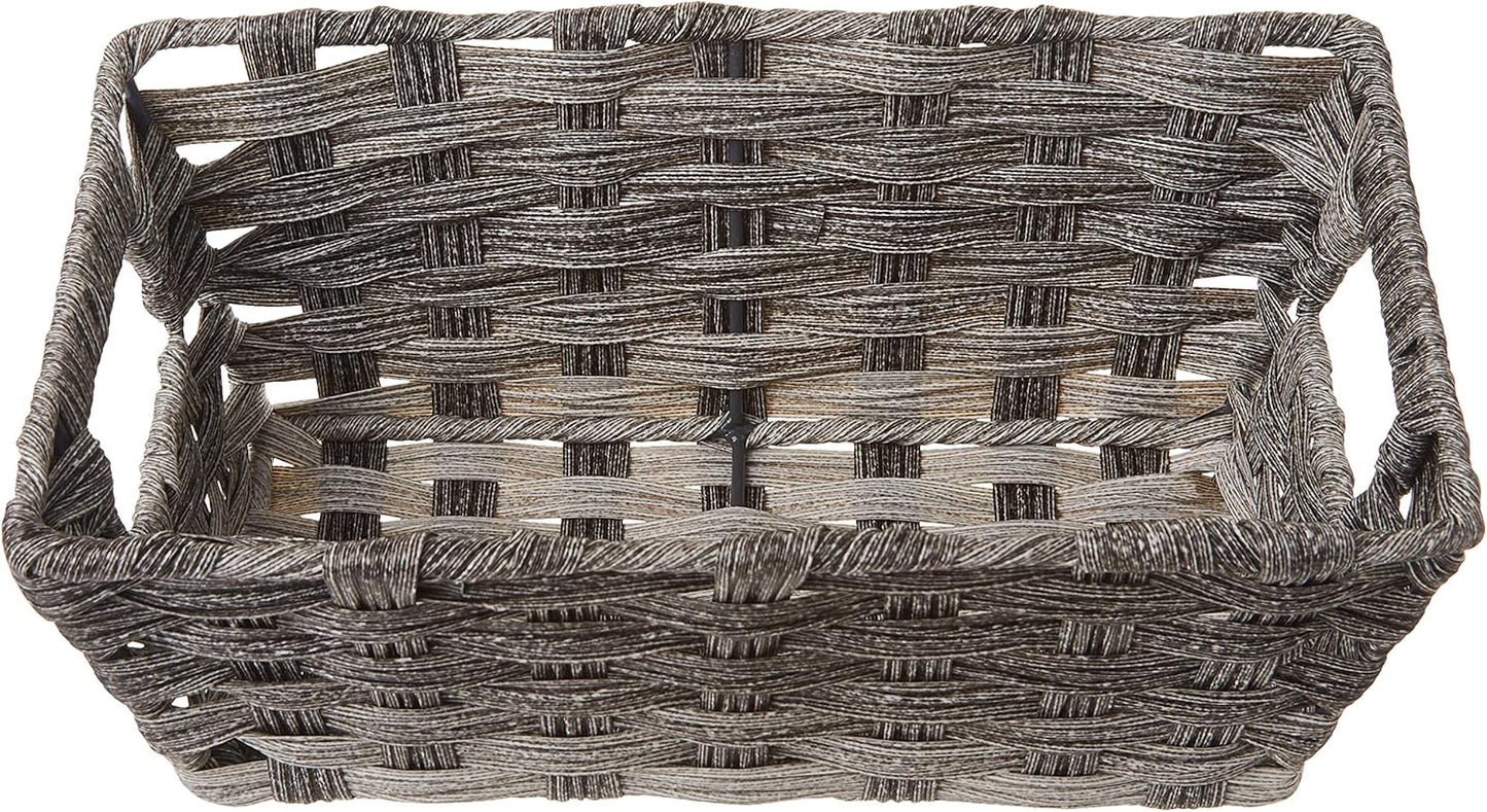 Whitmor Gray Wash Split Rattique Small Shelf Tote - Stylish Storage Solution for Home Organization