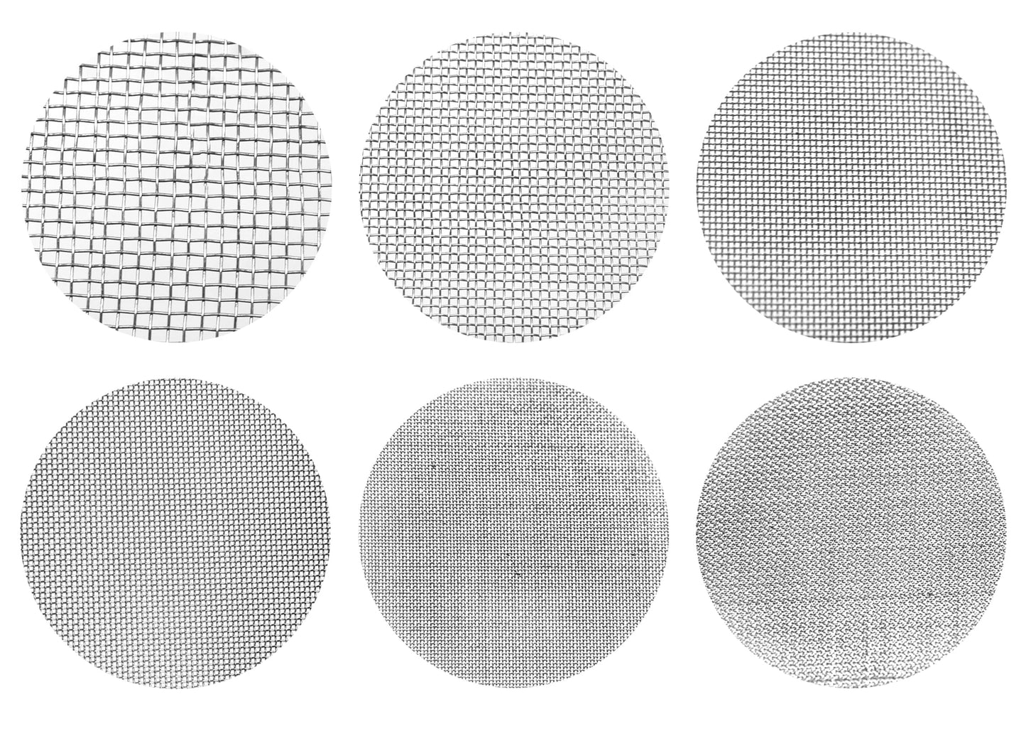 EISCO Set of 6 Test Sieves, 8 Inch - ASTM No. 10, 18, 35, 60, 120 & 230 - Brass Frames with Stainless Steel Wire Mesh - Stackable with Receiving Pan & Top