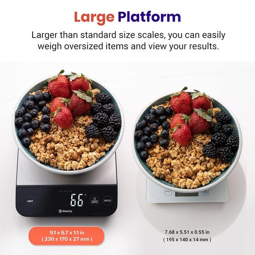 Etekcity Digital Kitchen Scale - Precise Grams & Oz Measurements | USB Rechargeable, Waterproof, 22lb Capacity, Silver