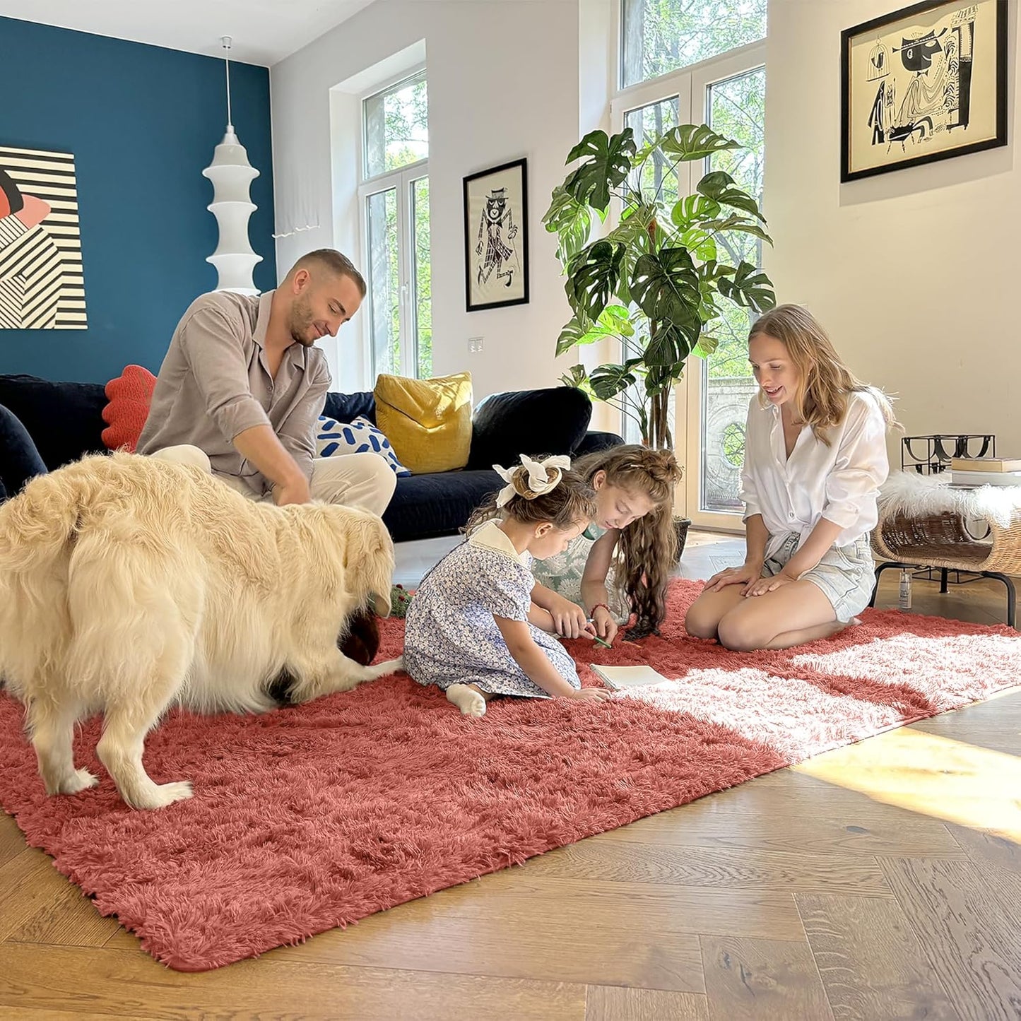 OLANLY Runner Rugs - Soft, Machine Washable Shaggy Carpet for Hallway & Bedroom | Rust Red, 2x5 ft