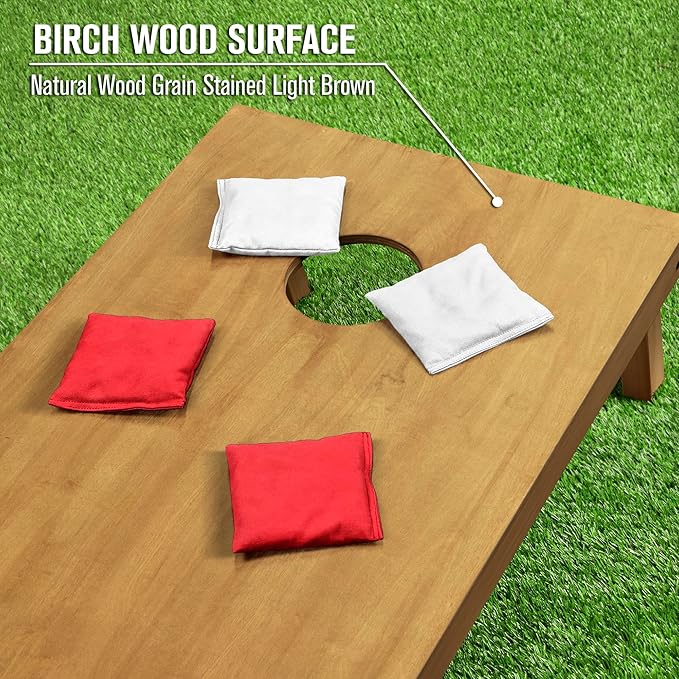 GoSports 4 ft x 2 ft Regulation Size Wooden Cornhole Boards Set - Includes Carrying Case - Full Regulation Size Bean Bag Toss Boards