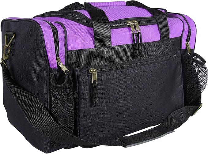 DALIX 17" Duffle Bag Dual Front Mesh Pockets (Black Gold Gray Dark Green Navy Blue Maroon Royal Blue Orange Pink Purple Red White