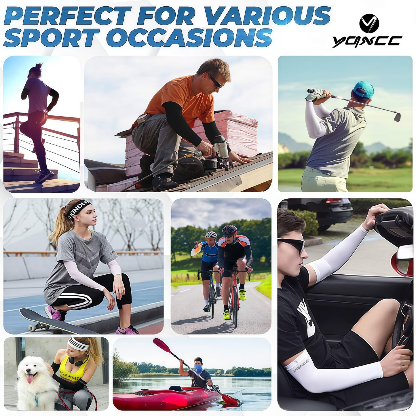 YQXCC 6 Pairs Arm Sleeves, UV Sun Protection UPF 50 Cooling Sleeves, Sports Compression Arm Covers for Golf Basketball