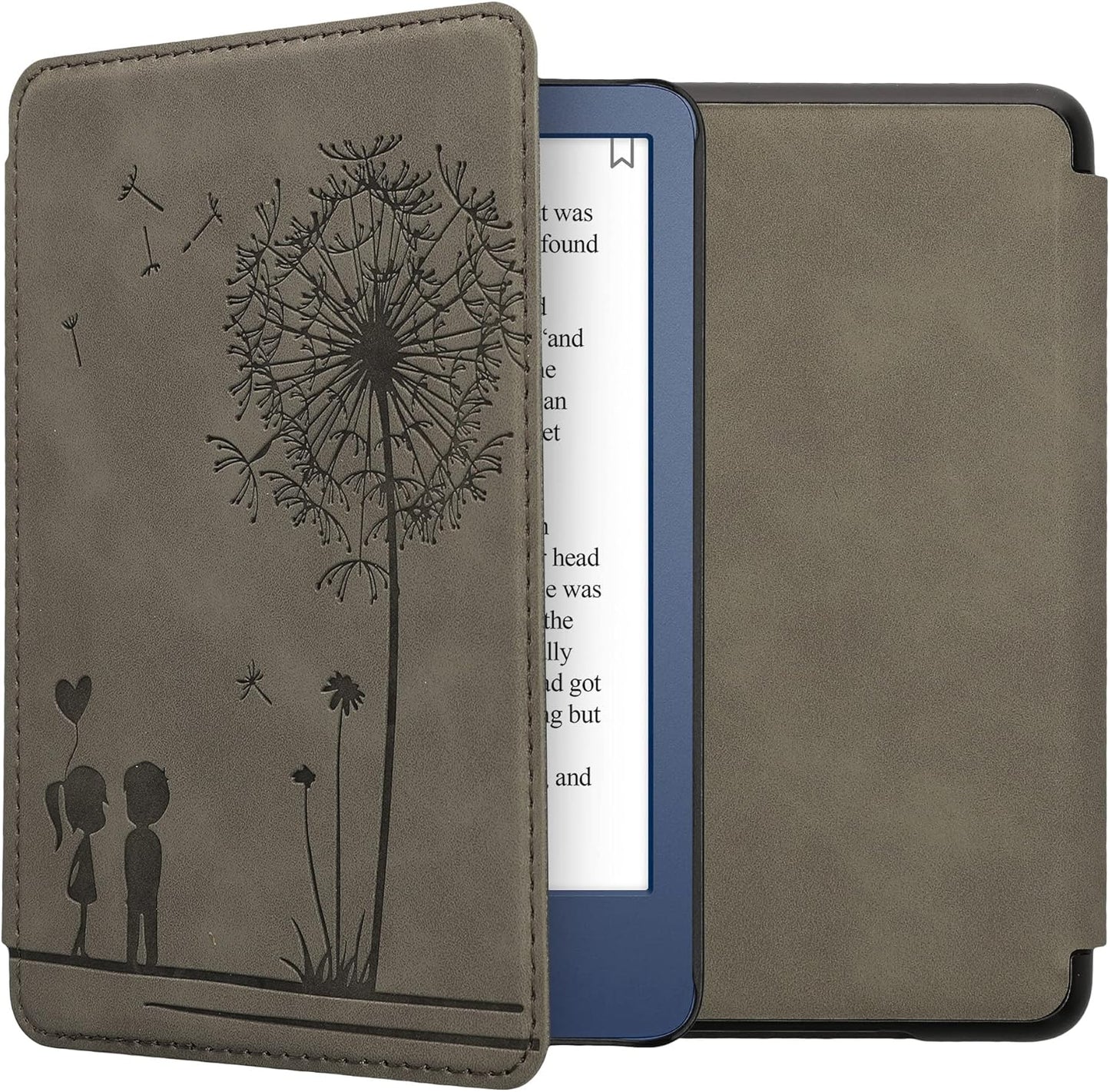 kwmobile (2022/2024) Cover Compatible with Amazon Kindle Cover - eReader Case - Dandelion Love Grey