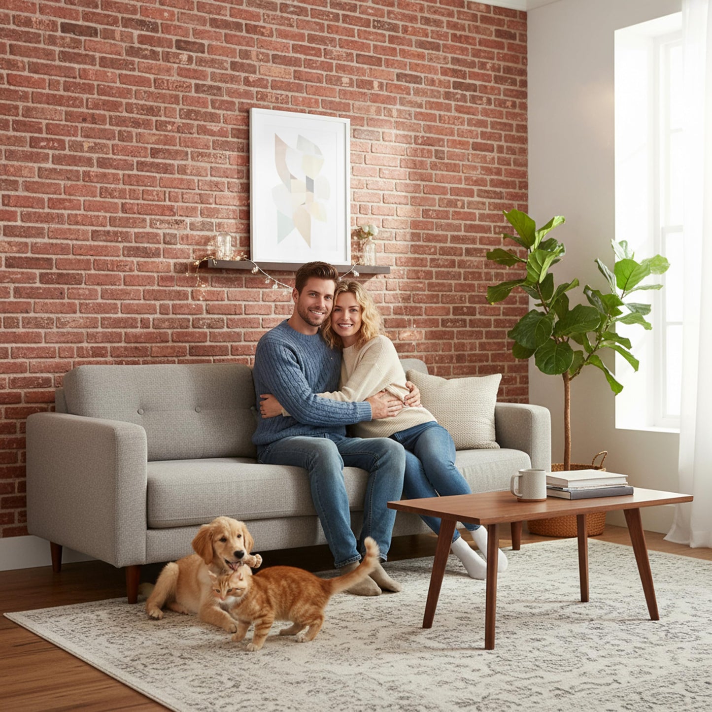 3D Faux Brick Wall Panels – Lightweight Styrofoam Cladding for Interior & Exterior Use | DIY Decorative Panels | 9 Pack (40"x20") | Ideal for Living Room, Kitchen, Outdoor Walls Vermilion