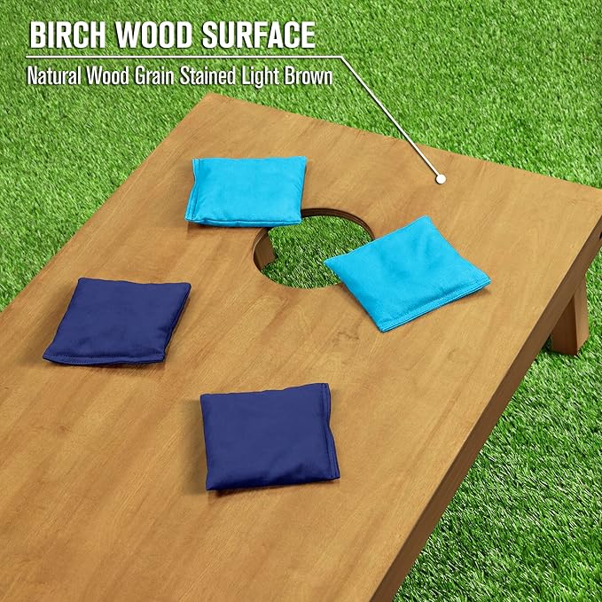 GoSports 4 ft x 2 ft Regulation Size Wooden Cornhole Boards Set - Includes Carrying Case - Full Regulation Size Bean Bag Toss Boards