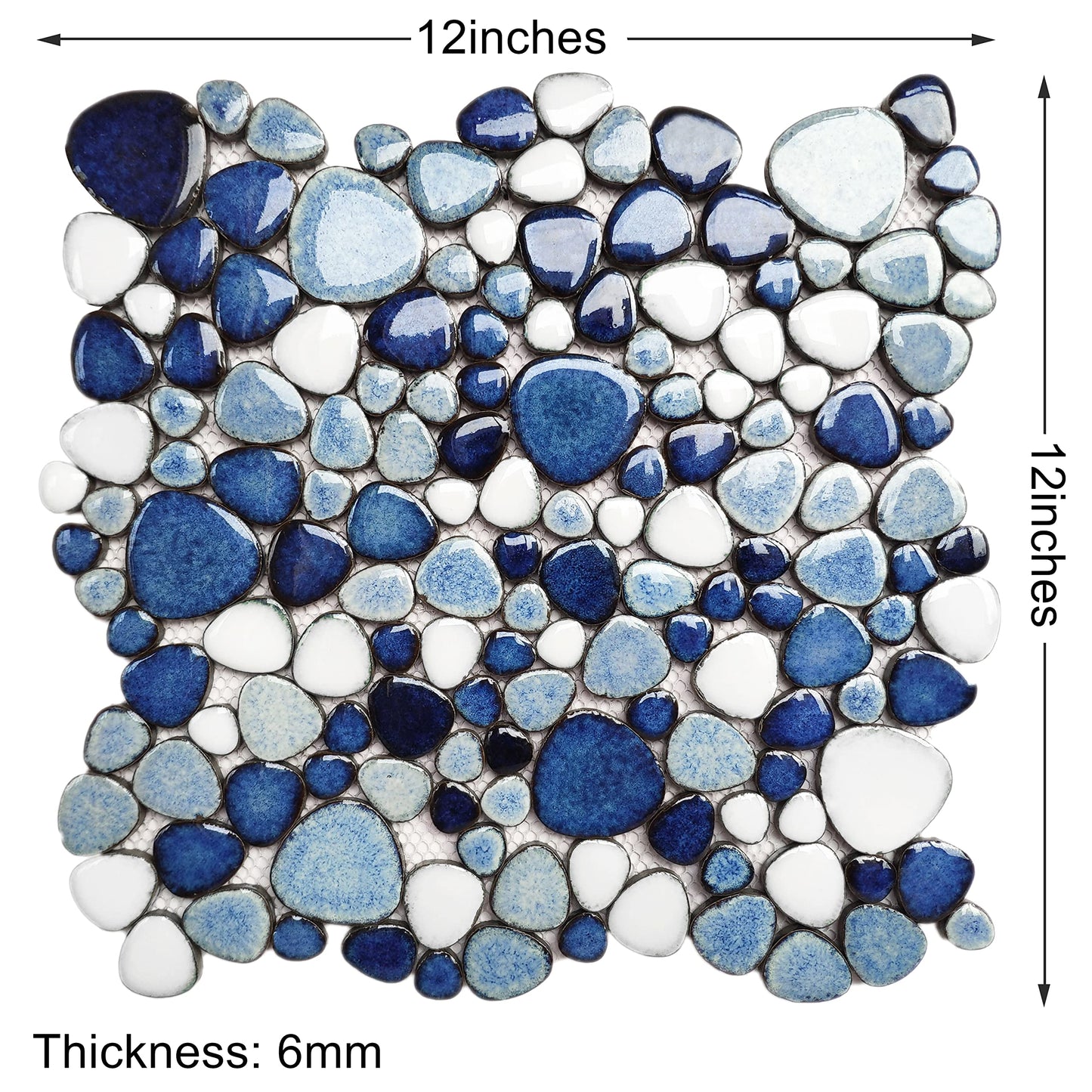 Parrotile Blue Shower Floor Pebbles Tile Bathroom Mosaic Backsplash Wall Tiles (5 Sheets)