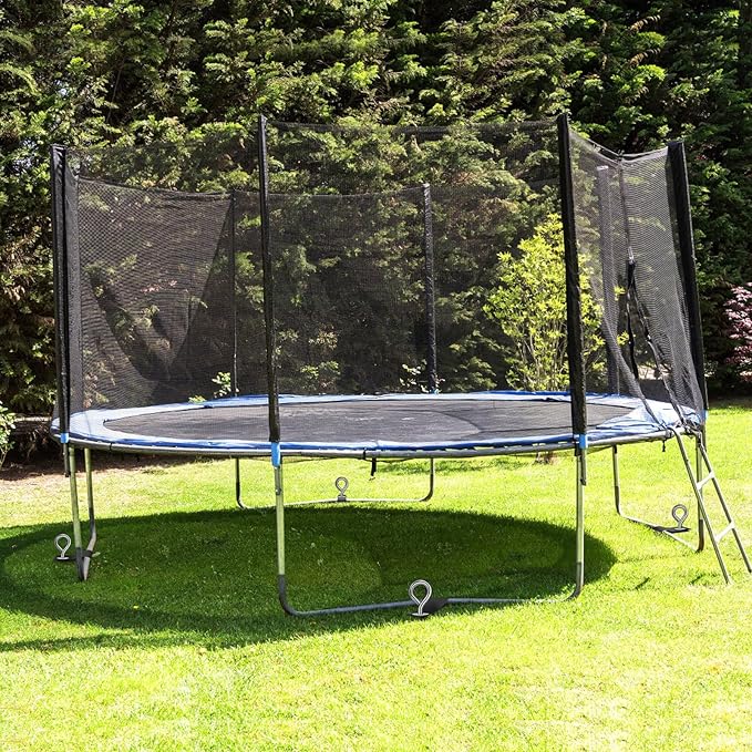Trampoline Anchors Set of 8 - Heavy Duty Trampoline Stakes - Ground Anchors Resistant High Wind - Ground Stakes Heavy Duty with Straps(Silver-8x15)