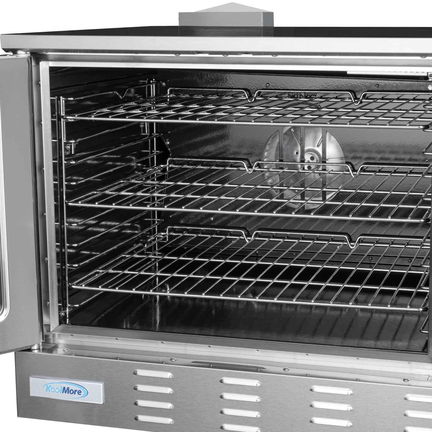 KoolMore 38 in. Full-Size Double Commercial Liquid Propane Convection Oven 108,000 BTU With Stacking And Casters in Stainless-Steel (KM-DCCO54-LPC)