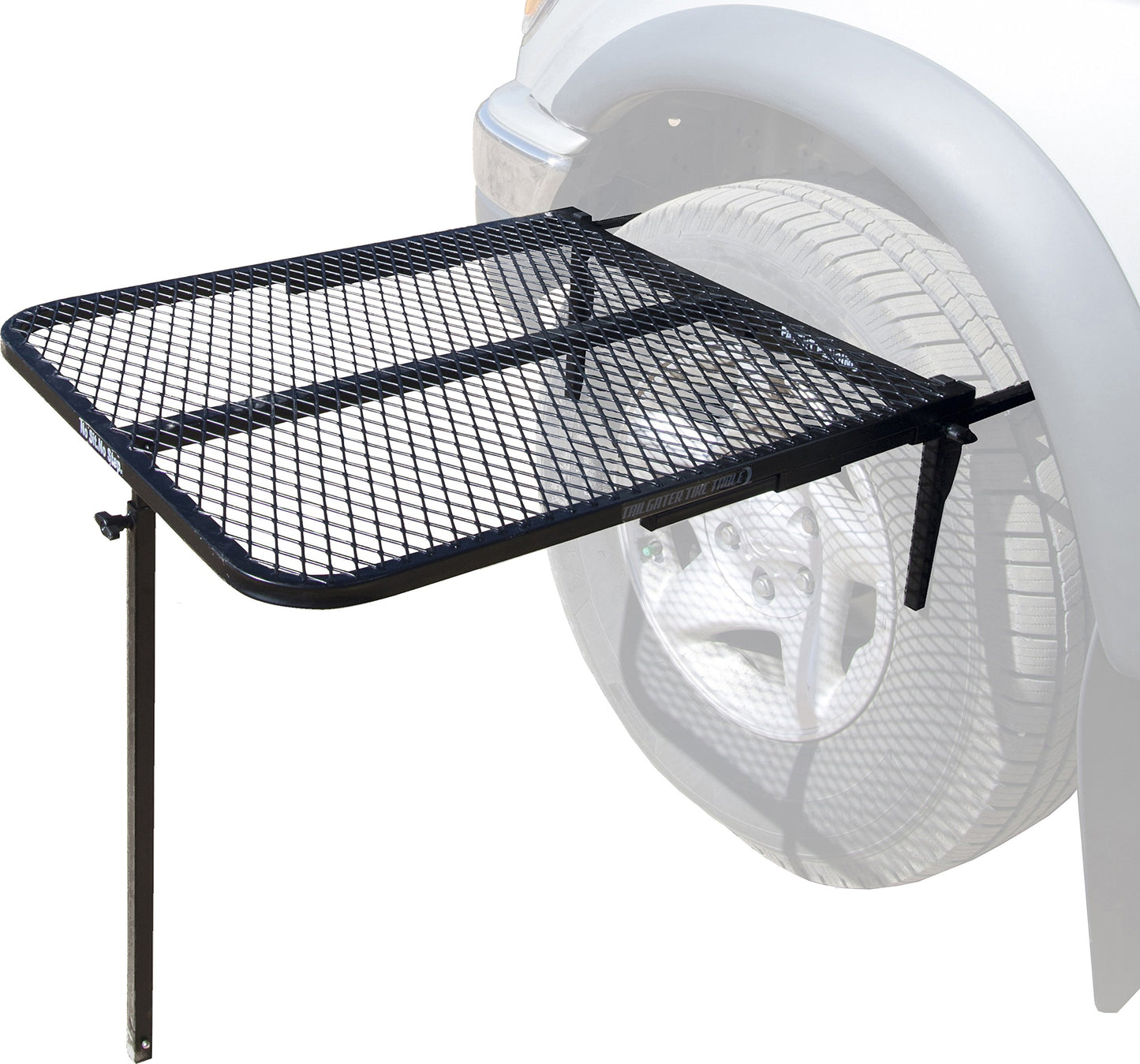 Tire Table Medium Steel Camping Table fits Tires Up to 40" | 50 Pound Capacity | Black Powder-Coated Finish | No Tool or Hitch Required | 23.5" x 27" x 1.5"
