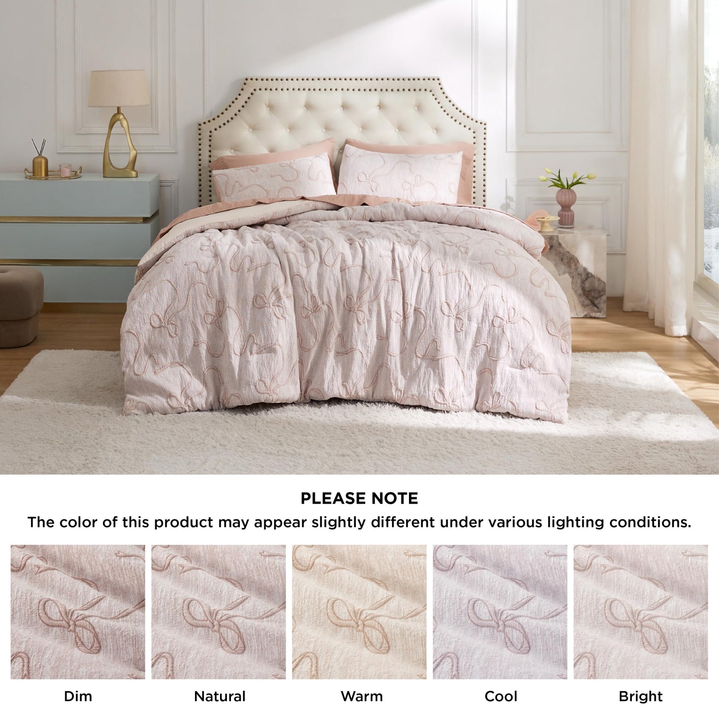 Bedsure Pink Comforter Set Queen, GentleSoft™ 3 Pieces Breathable Bow Comforter Set Women Girls with 2 Pillow Shams, Cute Queen Bedding Sets Pink Room Decor Aesthetic Bedroom Decor, 90x90 Inches