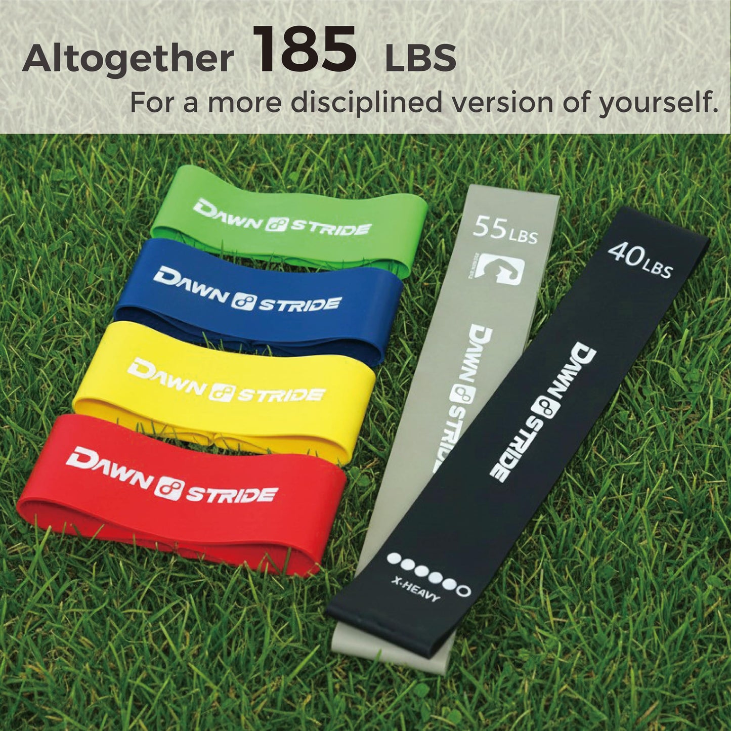 DawnStride 6-Levels Resistance Exercise Loop Bands Set – Elastic Workout Bands for Yoga, Strength Training, Physical Therapy – Guide, Fitness Card & Carry Bag