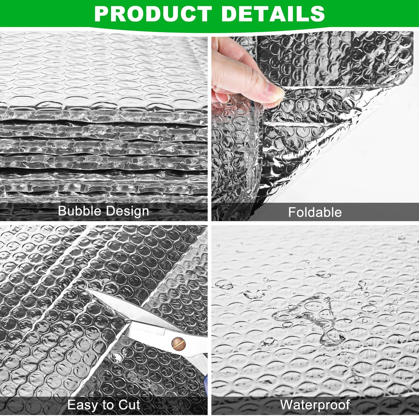 24P Garage Door Insulation Panels Kit 0.24"T Double Bubble Reflective Aluminum Foil 6MM Sheet Thermal Pre-Cut Insulation Shield 240 Tapes Winter Cold and Summer Heat for Attic Garage Wall (24" x 48")