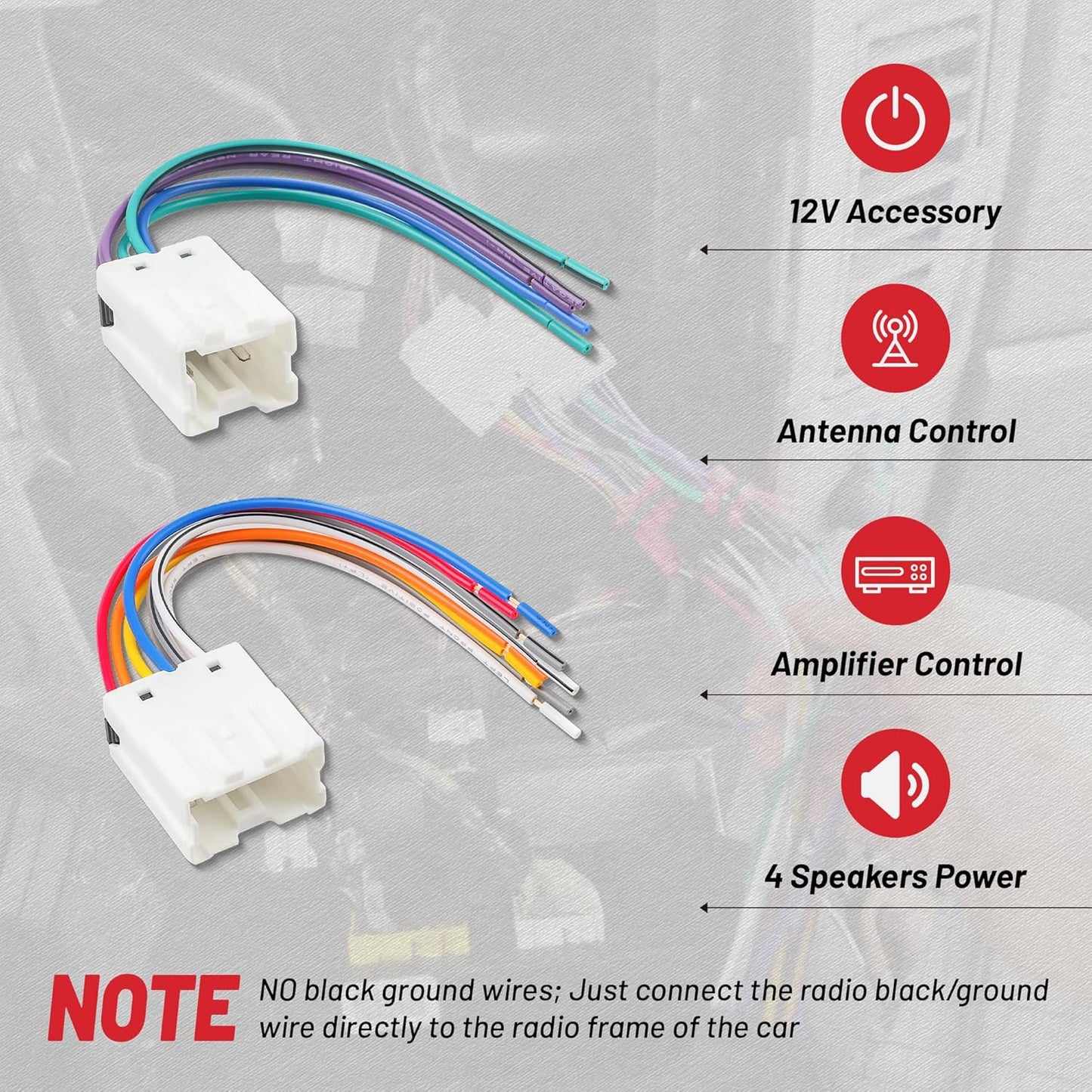 1995-2008, 1990-2008 RED WOLF Radio Install Wiring Harness for Nissan Infiniti Replacement for Aftermarket
