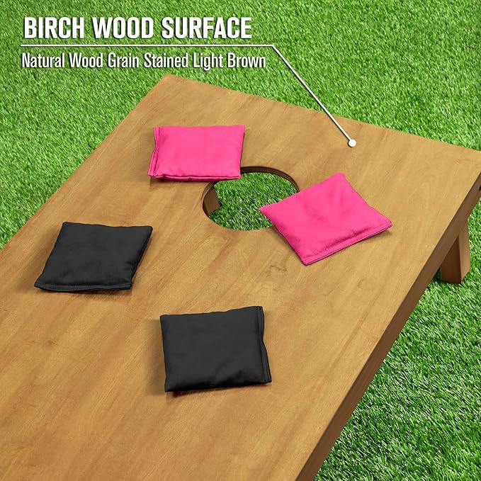 GoSports 4 ft x 2 ft Regulation Size Wooden Cornhole Boards Set - Includes Carrying Case - Full Regulation Size Bean Bag Toss Boards