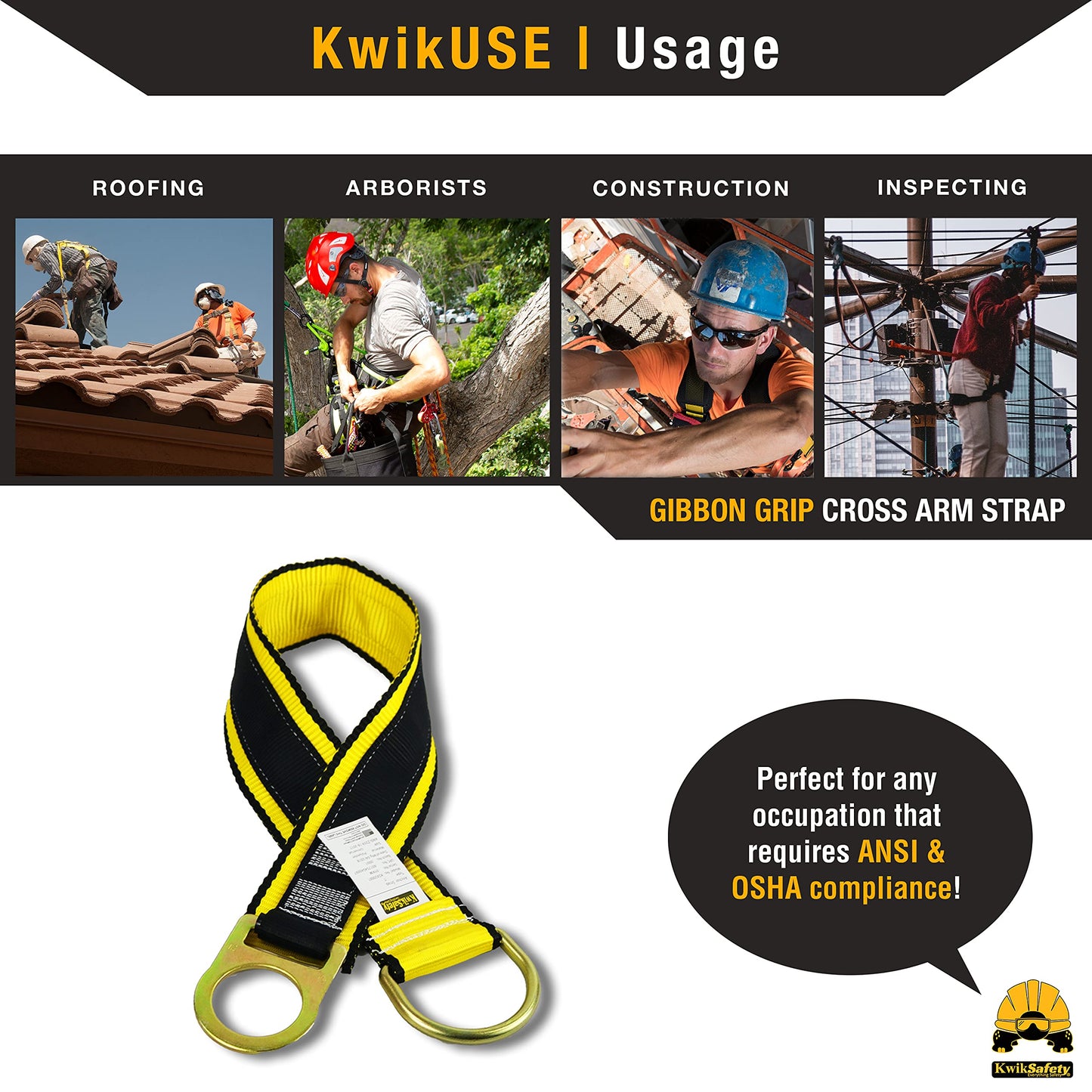 KwikSafety - Charlotte, NC - Gibbon Grip 6 ft Safety Anchor Cross Arm Strap Beam Choker ANSI Fall Arrest System Web Pass Thru Double D Ring Anchorage Sling OSHA Protection Harness Lanyard