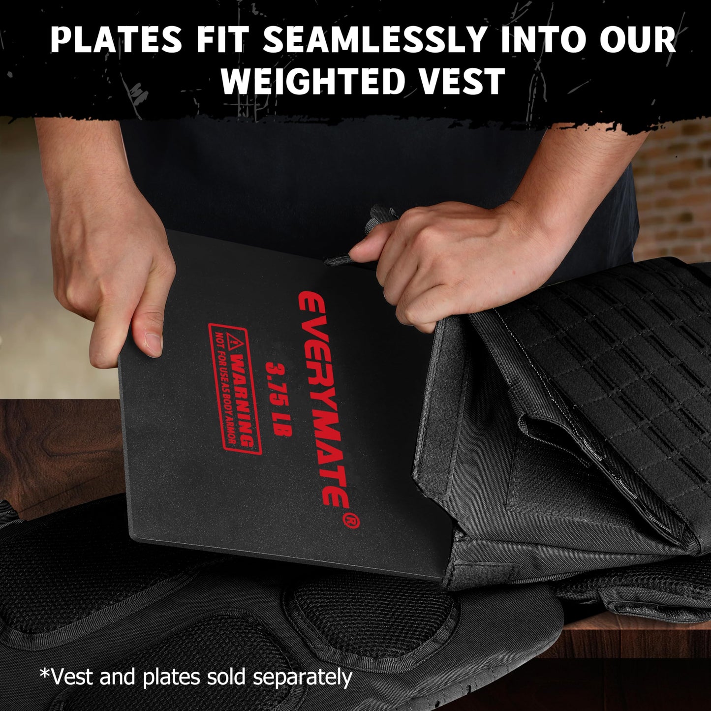 EVERYMATE Tactical Weighted Vest Plates – 3.75/5.75/8.75/14.5/19.75LB Pairs – Insert Weighted Vest Plates- Contoured Ergonomic Fit – WODs, Strength Training, Running, Weight Plates for Vest
