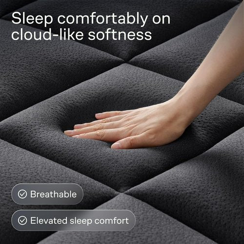 Niagara Ultra Soft Mattress Topper - Viscose Bamboo Pillow Top for Back Pain Relief | Queen Size, Black