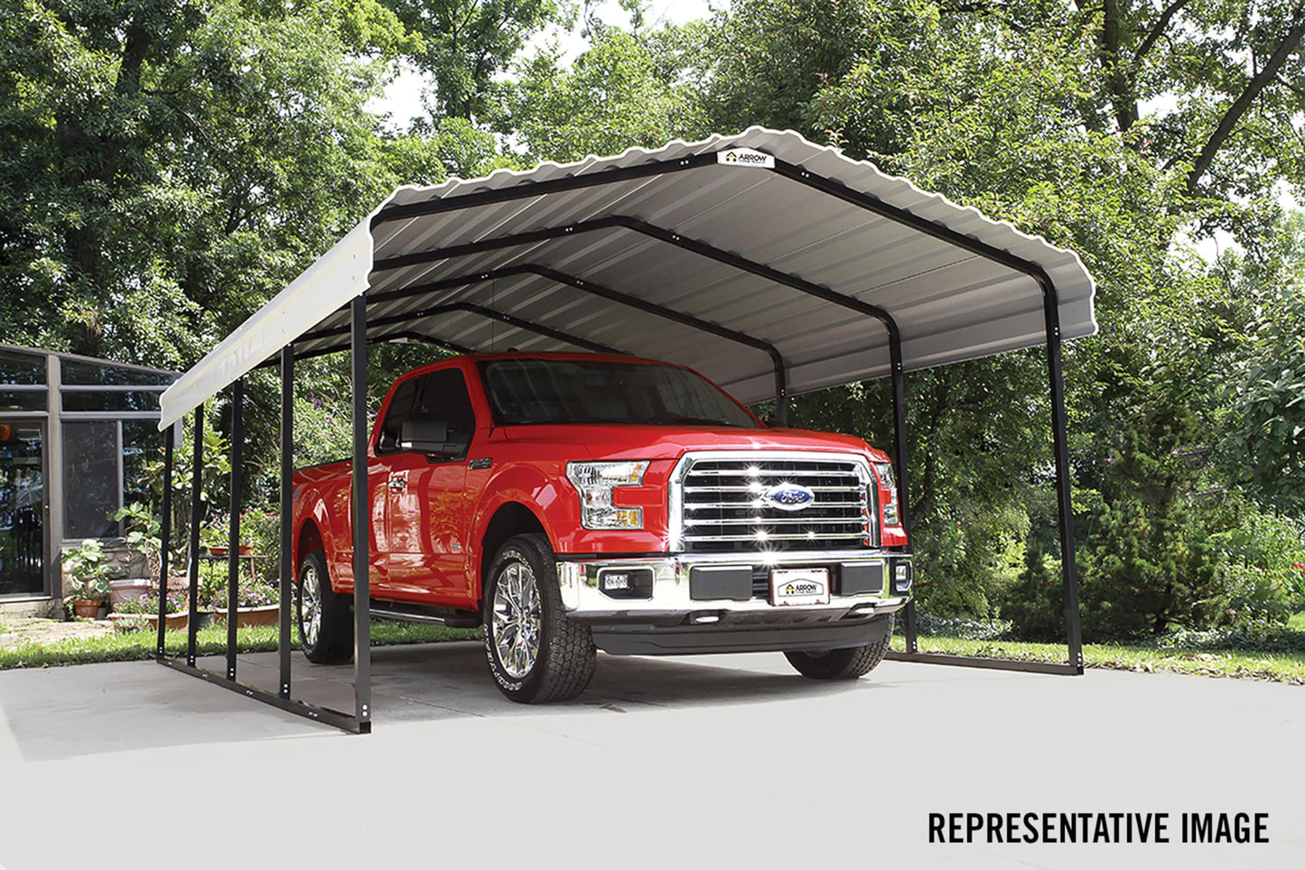 Arrow Carports Galvanized Steel Carport, Full-Size Metal Carport Kit, 12' x 24' x 7', Eggshell