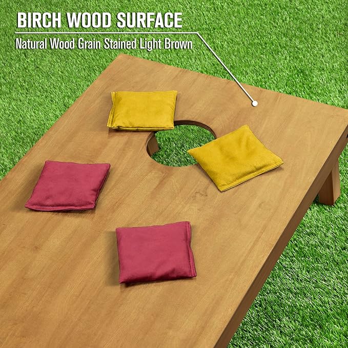 GoSports 4 ft x 2 ft Regulation Size Wooden Cornhole Boards Set - Includes Carrying Case - Full Regulation Size Bean Bag Toss Boards