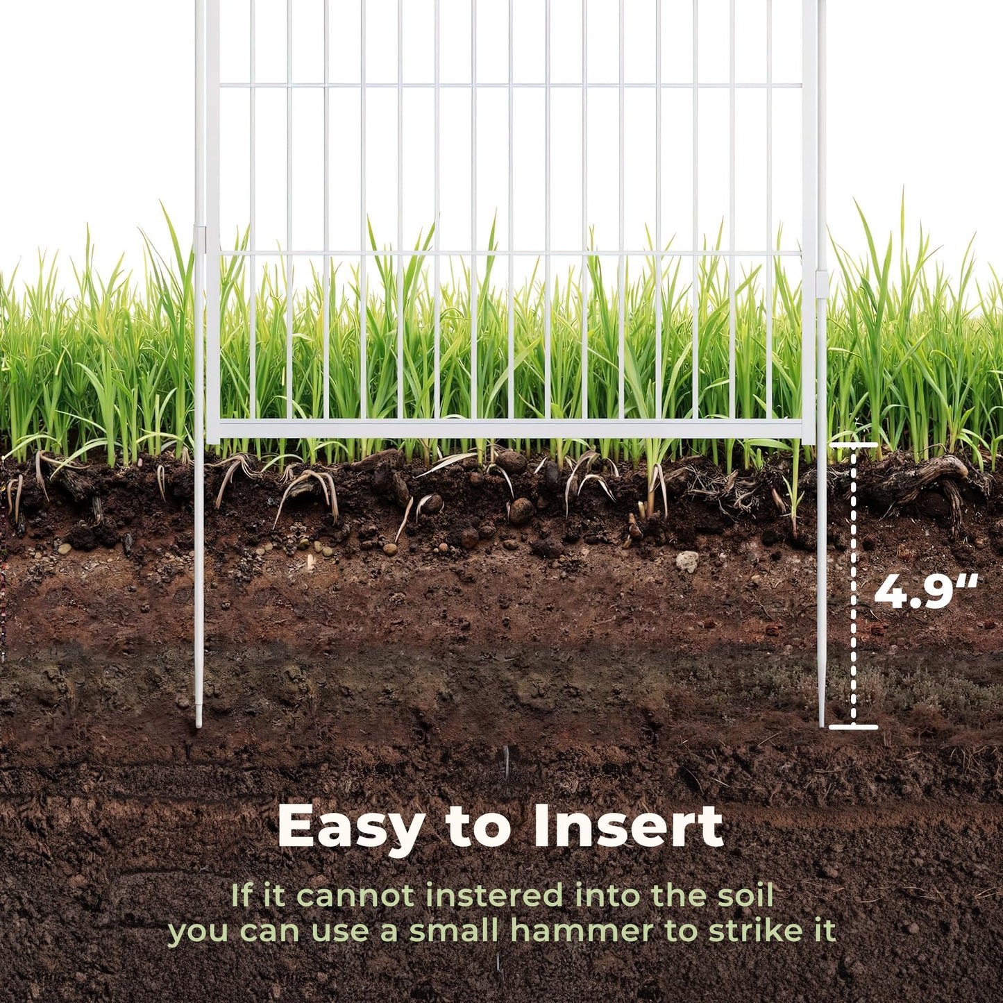 SunsGrove Garden Fence with Gate, 24 in(H) x 11.1 ft(L) 6 Panels Heavy Duty Metal Animal Barrier Fence for Yard, Suitable for Indoor or Outdoor Dog Pet Fence, Garden Fence Border, White