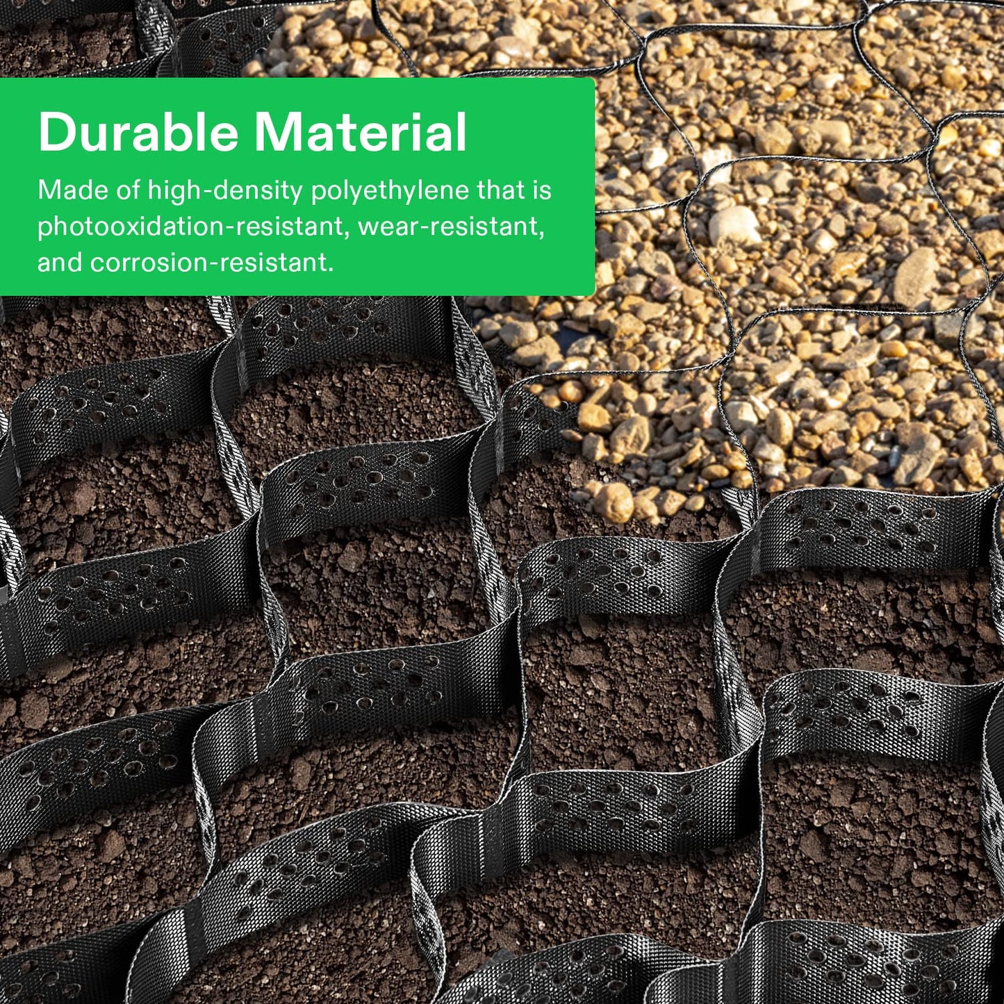 VIVOSUN 2’’ Depth Ground Grid, 9x17 ft, High-Density HDPE Geo Cell, 1885 lbs per sq ft Load, Foldable & Tensile, Easy Installation with Gloves, Perfect for Gardens, Driveways, Pathways
