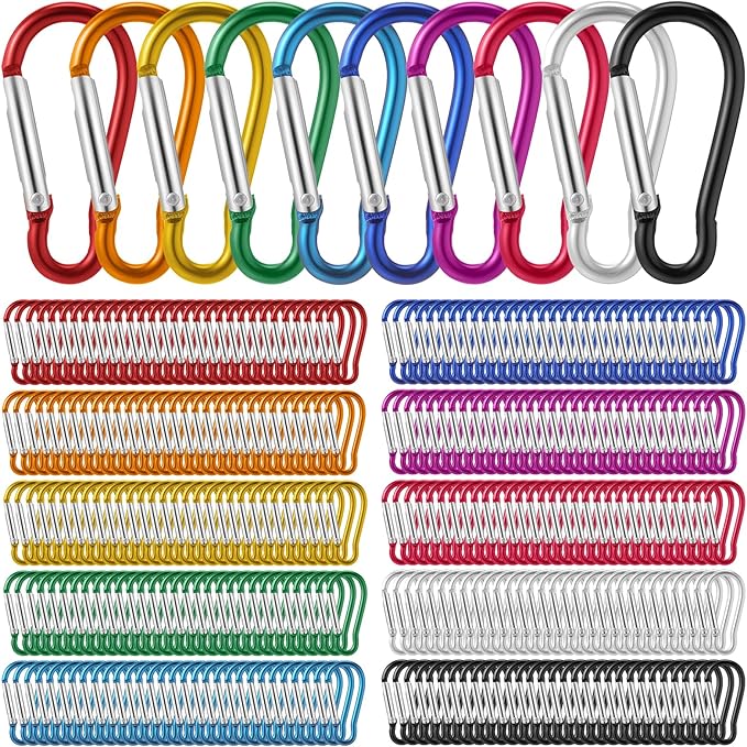 300 Pcs 2" Carabiner Bulk Spring Snap Hooks Bulk Aluminum Alloy Clip Keychain for Hanging Camping Hiking Traveling Fishing Outdoor Activities